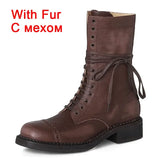 JOZHAMTA Taille 34-42 Femmes Bottines Hautes En Cuir Véritable À Lacets Talons Épais Chaussures Automne Hiver Plateforme Chelsea Bottines Courtes