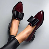 2023 New Women's Loafers Bow Decor Pointed Toe Flat Shoes for Women Patent Leather Shallow Mouth Commuter Casual Shoes for Women