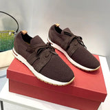 Loro*p23 Summer New Wool Sports Shoes Lace-up Knitted Breathable Casual Thick Bottom Couple Style Flats