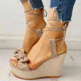 Women's Summer Sandals Woman Wedges Platform Shoes Female Lace Ladies Fashion Elegant Slippers Clog Sandalias Mujer Verano 2022