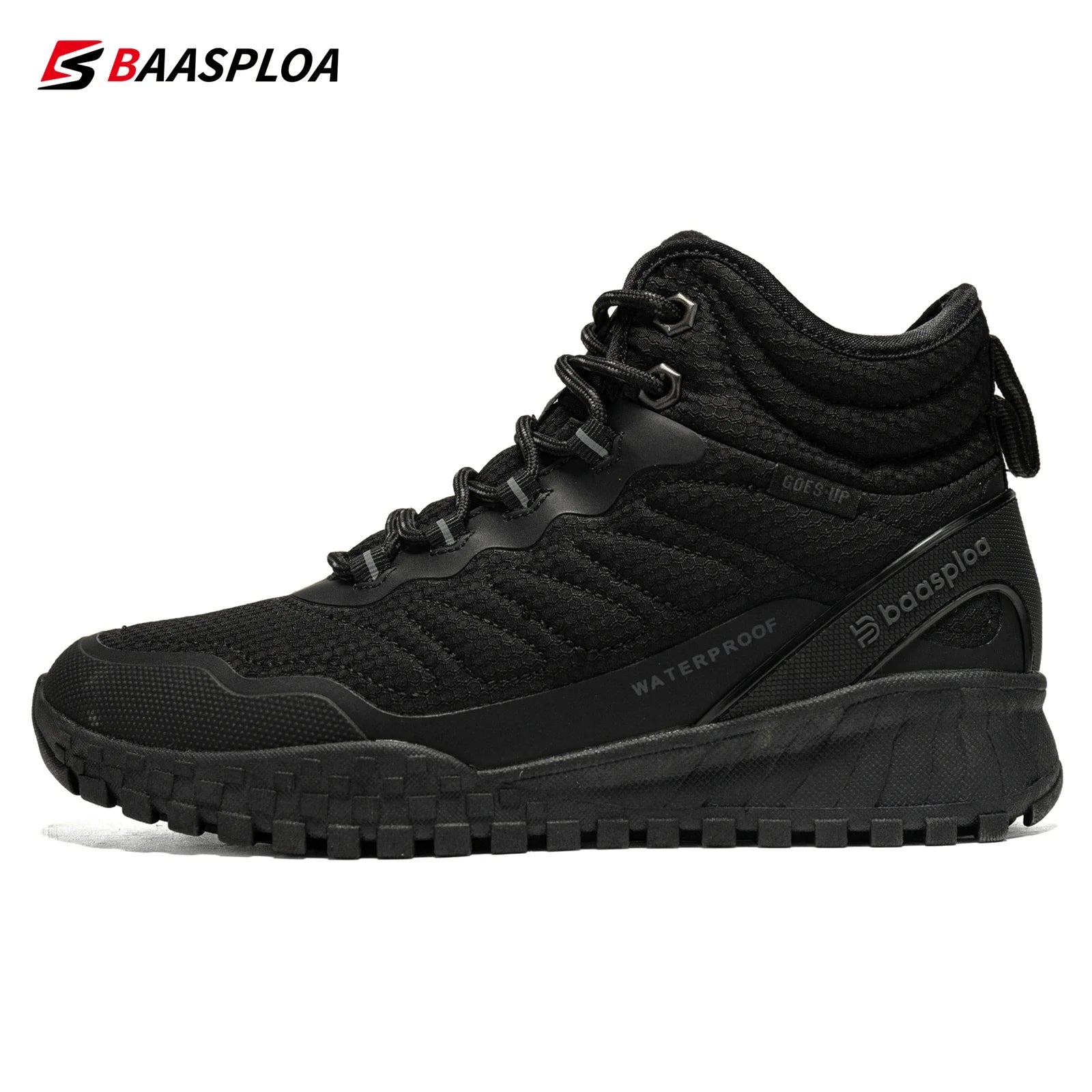 Baasploa Women Snow Boots Leather Waterproof Ankle Boots for Women Plush Warm Casual Shoes Comfort Walking Non-Slip Lace-Up