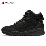 Baasploa Women Snow Boots Leather Waterproof Ankle Boots for Women Plush Warm Casual Shoes Comfort Walking Non-Slip Lace-Up
