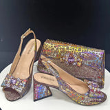 Doershow High Quality African Style Ladies Shoes And Bags Set Latest wine Italian Shoes And Bag Set For Party  HRE1-5