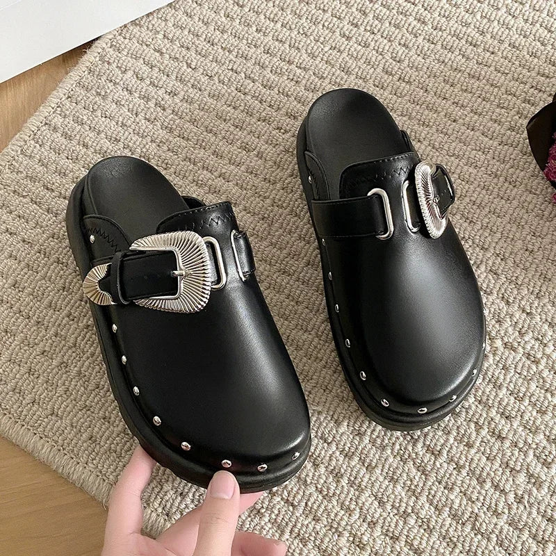 Shoes For Women's 35 42 Street Punk Slippers New Hot Sale Fashion Trim Leather Shoes Spring Sale Comfortable Casual Shoes
