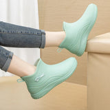 Women's Stylish Rain Boots Non-Slip Waterproof Shoes Adult Outdoor Soft Bottom and Wear Resistance Short Rubber Shoes Winter