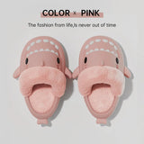 Men'S Winter Plush Shark Slippers Couple Adults Warm Fluffy Slides Soft Household Cartoon Indoor Detachable Home Cotton Shoes