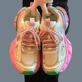 New White Black Pink Women Causal Sneakers Platform Shoes Fling Sneakers Basket Lace-Up Casual Chunky Shoes Zapatos De Mujer