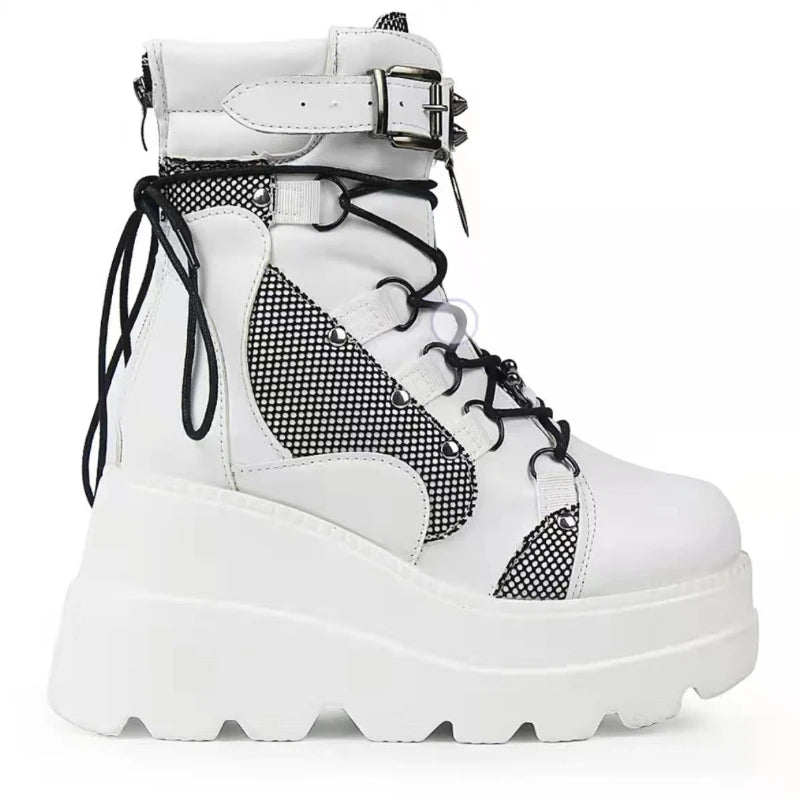 Women's Boots 2022 Autumn Women Ankle Boots Platform Wedges High Heels Short Boots New Fashion Design Zip Cosplay Shoes of Women
