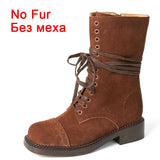 JOZHAMTA Taille 34-42 Femmes Bottines Hautes En Cuir Véritable À Lacets Talons Épais Chaussures Automne Hiver Plateforme Chelsea Bottines Courtes