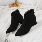 2023Ankle Boots for Women  Autumn Pointed Toe Zipper Chunky Low Heel Short Boot Fashion Female Casual Shoes Botas De Mujer