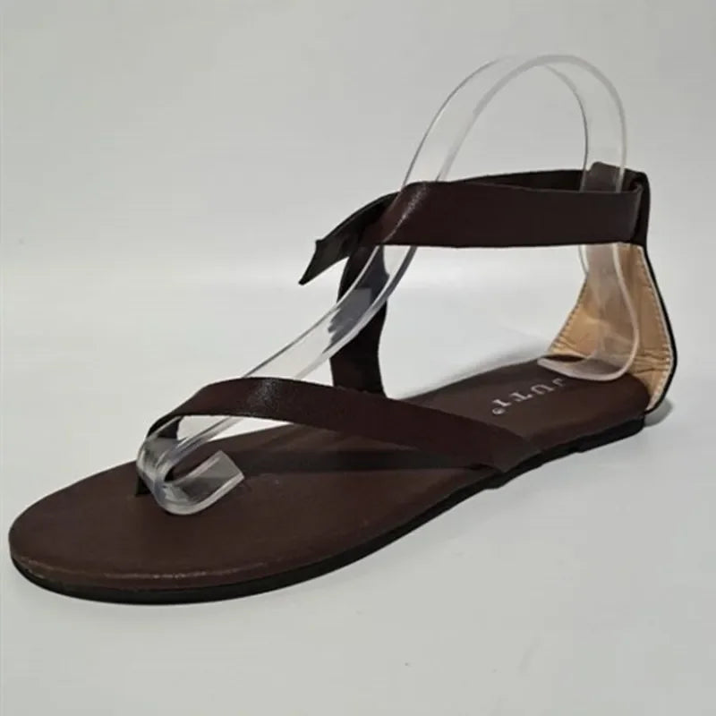 2025 Women Flats Sandals New Summer Shoes Fashion Flip Flops Ladies Shoes Rome Black Sandals Classic Buckle Zapatos De Mujer