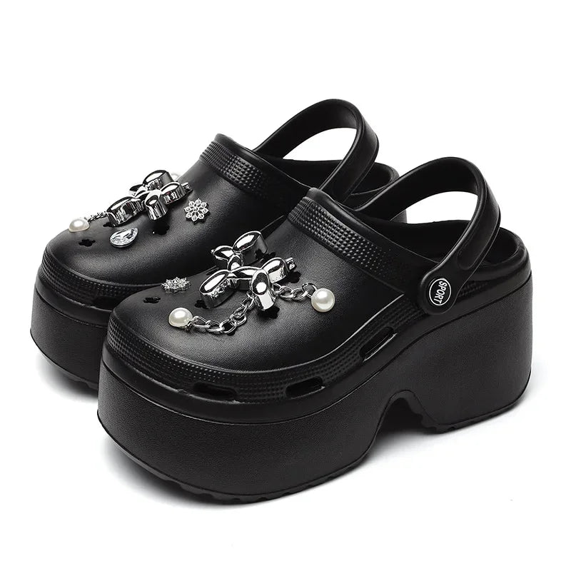 Platform slippers Ladies summer new height raising shoes Ladies wear personalized fashion Eva beach shoes DIY Cloud Sandals 2025