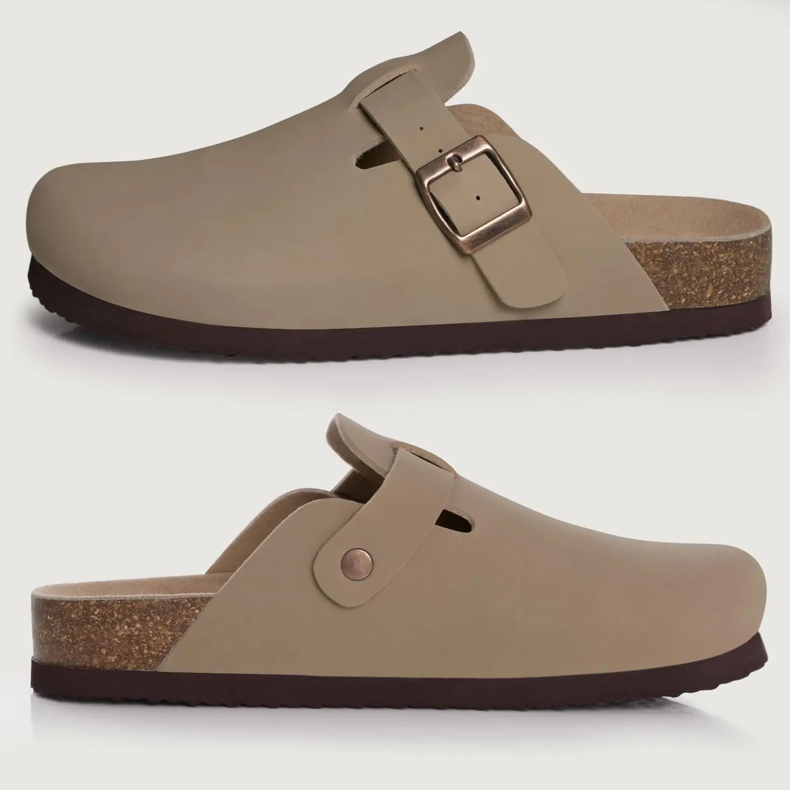 Litfun Sabots classiques en liège pour femmes et hommes Mules à semelle intérieure en liège pour hommes Chaussons de plage confortables Chaussures à enfiler Sandales de soirée