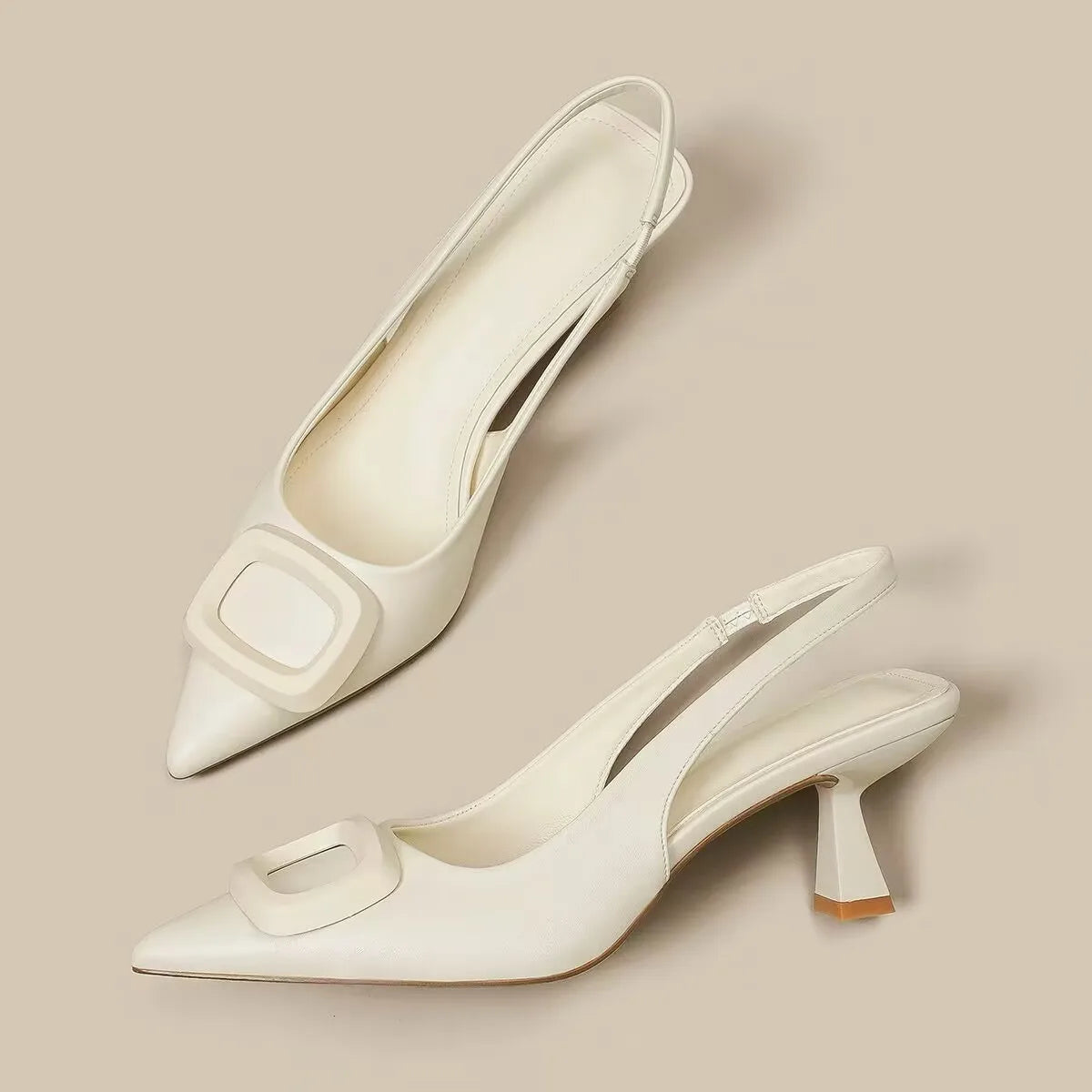Chaussures à bride arrière pour femmes, tendance printemps 2024, nouvelles sandales à talons hauts élégantes à bout pointu et talon moyen