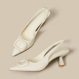 Chaussures à bride arrière pour femmes, tendance printemps 2024, nouvelles sandales à talons hauts élégantes à bout pointu et talon moyen