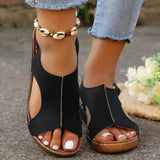 Women's Comfort Wedges Sandals Summer 2025 Casual Non Slip Beach Shoes Woman Roman Style Peep Toe Platform Sandals Plus Size 43