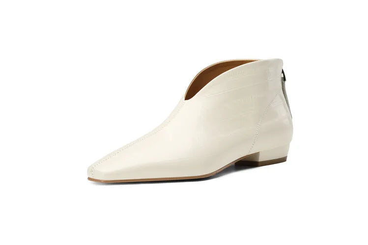 2024 New Spring Sheep Leather Women Shoes Square Toe Ankle Boots for Women Concise Chunky Heels Low Heel Autumn Women Boots