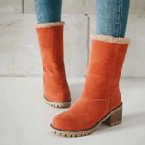 New Women Boots Winter Outdoor Keep Warm Fur Boots Waterproof Women's Snow Boots Thick Heel With Round Head Short Boot