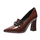 2022New High Heels Shoes Waterproof Platform Large Size Fashion Shallow Patent Leather High Quality Women Shoes Zapatillas Mujer