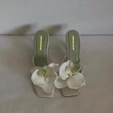 Spring and Autumn New Luxury Women's High Heels Sandals Elegant Style Flower Toe High Heels Slippers Casual Summer Women's Shoes