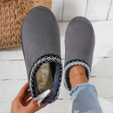 Bottes de neige 2024 pour femmes, chaudes, en cachemire, semelles épaisses, sans talon, demi-pantoufles, chaussures en coton, bottes chaudes en cachemire