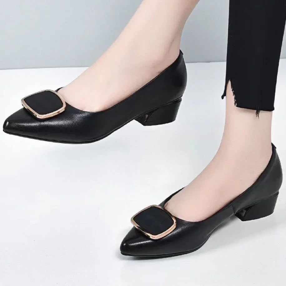 Cresfimix Zapatos Dama Women Classic Party Night Club Red Square Heel Shoes Lady Casual Sweet Beige Pu Leather Pumps B5996