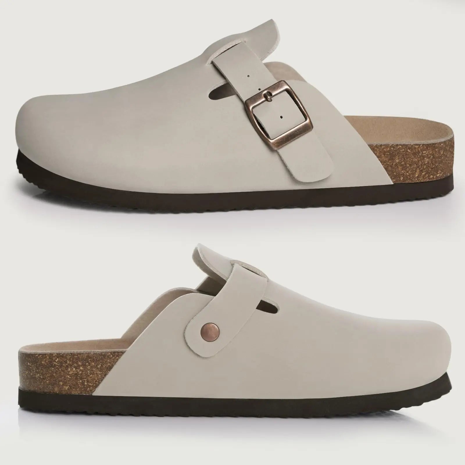 Litfun Sabots classiques en liège pour femmes et hommes Mules à semelle intérieure en liège pour hommes Chaussons de plage confortables Chaussures à enfiler Sandales de soirée