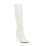 Women's Knee High Boots Winter Autumn Red White Thin Heels High Boot For Women Patent Leather Long Fetish Shoes Lady Large Size