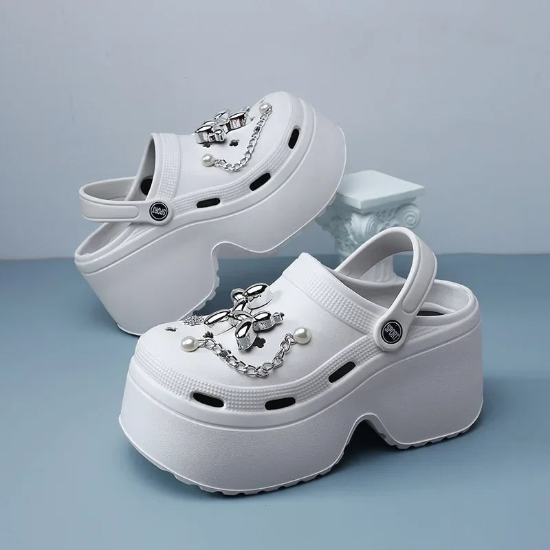 Platform slippers Ladies summer new height raising shoes Ladies wear personalized fashion Eva beach shoes DIY Cloud Sandals 2025