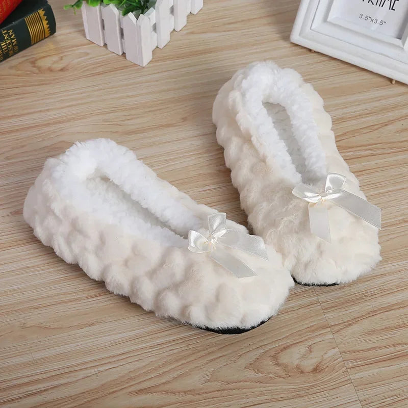 Fluffy Slipper Womens Home Winter Shoes Plush Soft Cute Funny Indoor House Female Anti Slip Ladies Floor Shoes Heart Love Grip