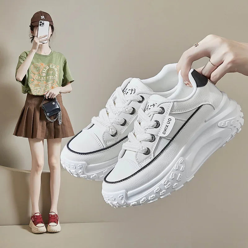 2024 New Model Shoes for Women Wear-resistant and Anti-slip Casual Sports Shoes Thick Sole Adds Height Vulcanized Casual Shoes