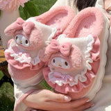 Hellokitty Cotton Shoes Kuromi Cinnamoroll Women Plushie Cartoon Plush Kawaii Flat Shoes Slippers Shoes Plush Gift Y2K