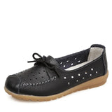 BEYARNE   Summer women flats shoes women genuine leather shoes ladies Cutout Slip on ballet flats loafers ballerina flats