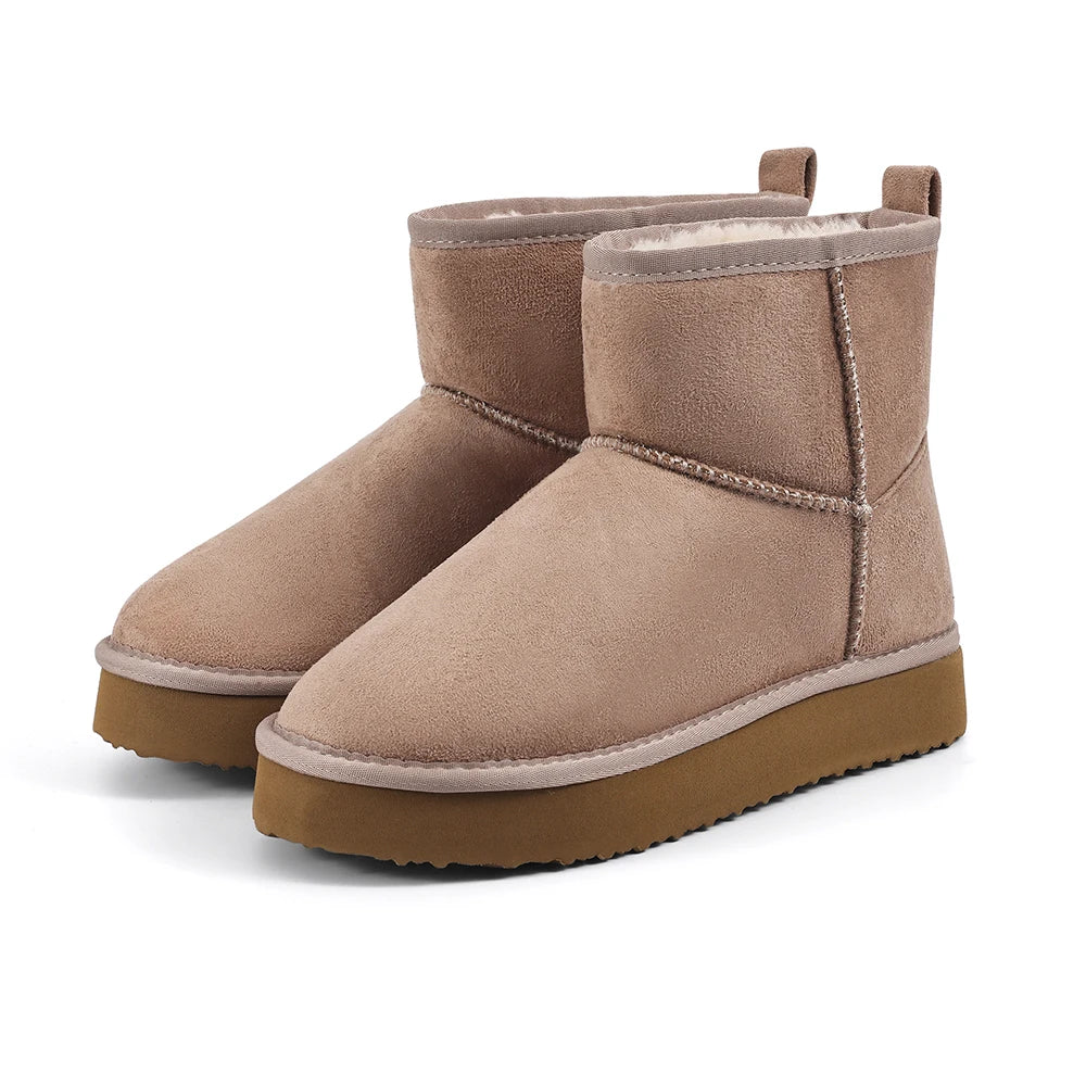 Bebealy Winter Platform Mini Snow Boots Women's Classic Short Boot Outdoor Warm Waterproof Boots Indoor House Women Snow Boots