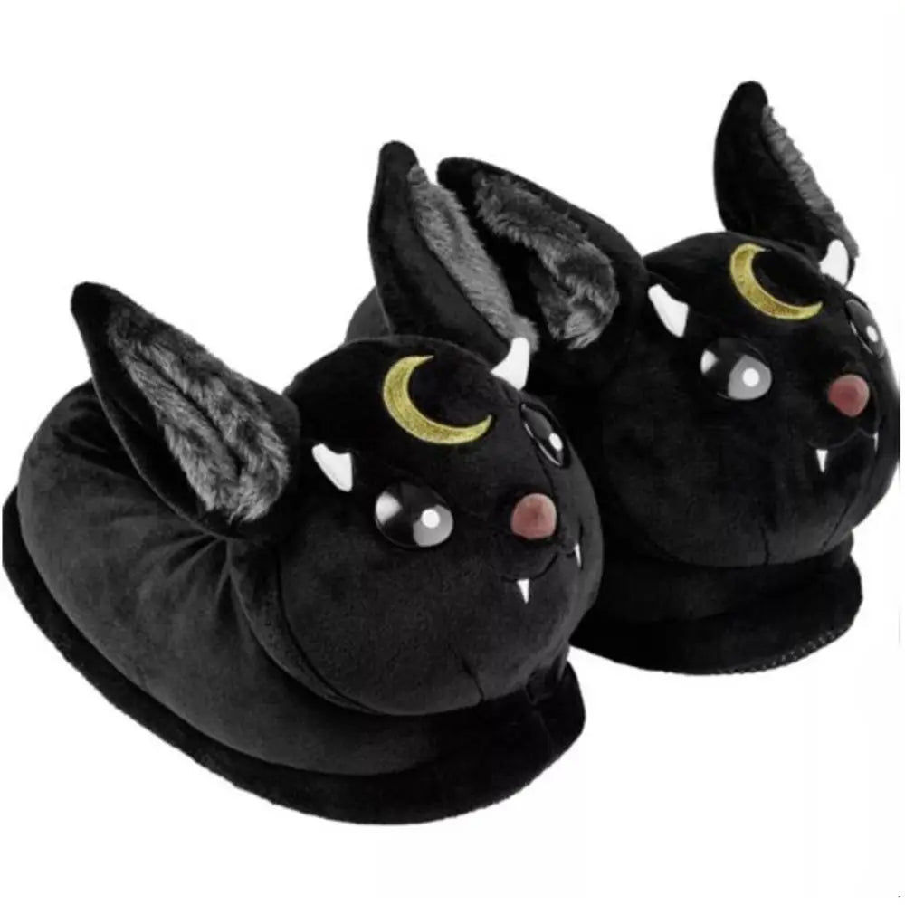 Chaussons en peluche fantomatiques effrayants pour Halloween, motif vache, lapin des Highlands, quatre yeux, animaux, chaussures d'intérieur, maison, noir, doux, amusants, pour enfants