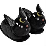 Chaussons en peluche fantomatiques effrayants pour Halloween, motif vache, lapin des Highlands, quatre yeux, animaux, chaussures d'intérieur, maison, noir, doux, amusants, pour enfants