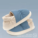 Cotton slippers for women in autumn and winter with added velvet for indoor home insulation and thick soled confinement shoes