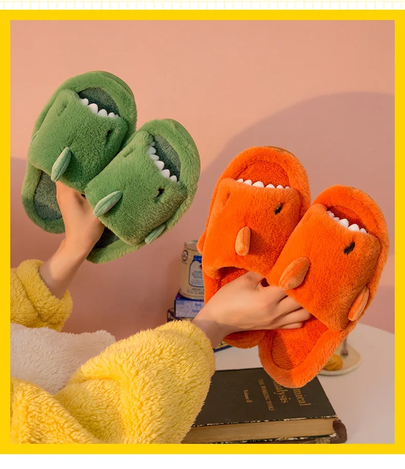Bebealy Women Shark Slippers Plush Slippers Winter Fluffy Home Cloud Slippers Unisex Indoor Non-slip Warm Cotton Slippers 2023