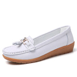 Women Flats Fashion Wedge Genuine Leather Ballerina Shoes Women Slip On Nurse Shoes Moccasins Breathable Shoes Female Plus Size