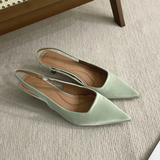 Bailamos Women Sandals Pointed Toe Elegant Low-heel Shoes Summer Fashion Slingback Woman Mules Shoes Pumps Dress Shoes