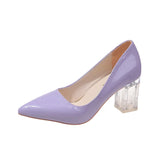 High Heels Women Lady Orange Leather Pumps Female Wedding Green Transparent Shoes women shoes