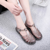 Plastic Sandals Women Summer Shoes Ladies Casual Flat Transparent Solid Color Hollow Jelly Sandal Beach Shoes Sandalias De Mujer