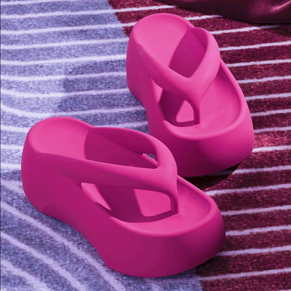 Chaussons à semelles épaisses de 7,0 cm, hauteur surélevée, pour femmes, à porter à l'extérieur, pour l'été 2024, pour la maison, la plage