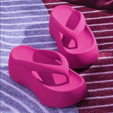 Chaussons à semelles épaisses de 7,0 cm, hauteur surélevée, pour femmes, à porter à l'extérieur, pour l'été 2024, pour la maison, la plage