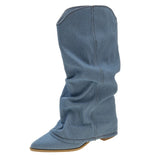 2023 New Knee High Knight Boots Pointed Toe Chelsea Boots Women Shoes Autumn Winter Brand Gladiator Goth Snow Motorcycle Boots