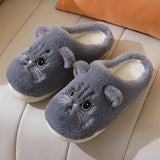 Kawaii Cartoon Cat Fuzzy Slippers - Ultra Soft Fabric Inner, Plush Flat Sole, Cozy Warmth, TPR Durable Outsole, Fabric Upper