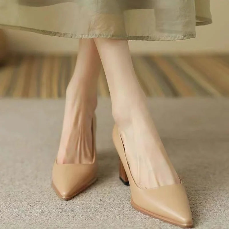 Women's Summer Footwear Pumps Formal Shoes for Woman 2024 Pointed Toe Office Black Moccasins on Heeled High Heels Quality Trend