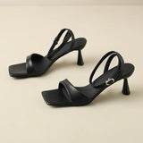 FEDONAS Summer Thin High Heels Women Sandals Concise Elegant Genuine Leather Party Office Lady Ankle Strap Shoes Woman Basic New