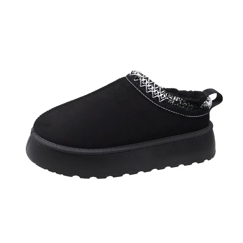 Winter Warm Snow Boots Women Chunky Platform Plush Ankle Boots for Woman Suede Cotton Padded Shoes Waterproof Slippers Loafers