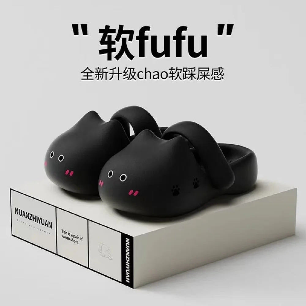Cartoon Catie Slippers for Women Summer New Version  Clogs Thick-Soled Stepping On Cloud Feeling Beach Sandals